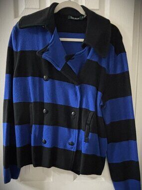 Lauren Ralph Lauren black and royal blue striped cardigan jacket